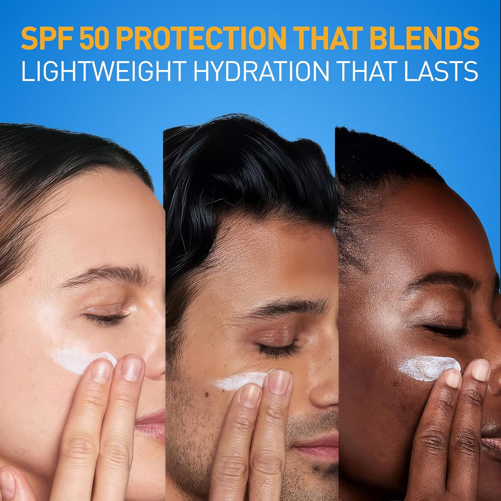 Cerave Am Facial Moisturizing Lotion Spf 50, Face Moisturizer With Spf, Hyaluronic Acid, Niacinamide & Ceramides, Non-Greasy, Blends Seamlessly With No White Cast, Non Comedogenic Sunscreen, 3 Oz