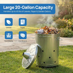 20-Gallon Galvanized Steel Incinerator Can With Lid & Vent Holes, High-Heat Outdoor Burn Bin For Leaves, Paper, Yard Waste & Garden Debris, Silver