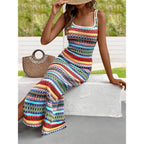 Prettygarden Tank Dress For Women 2026 Summer Casual Striped Maxi Dresses Fitted Square Neck Beach Vacation Bohemian Sundress