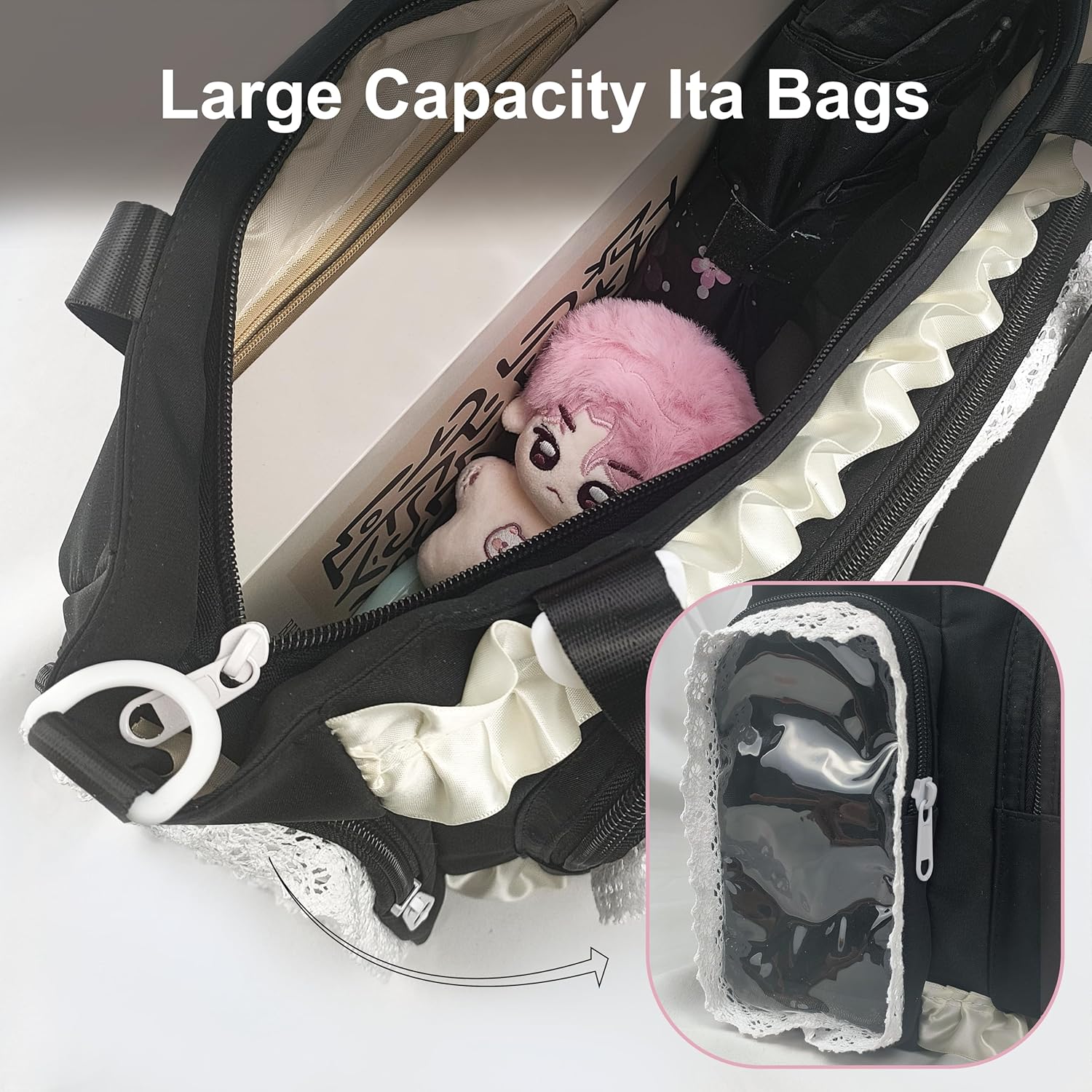 Ita Bag,DIY Clear Pin Display Bag with Insert and Accessories,Anime Kawaii Ita Crossbody Purse,Women Y2K Shoulder Bags