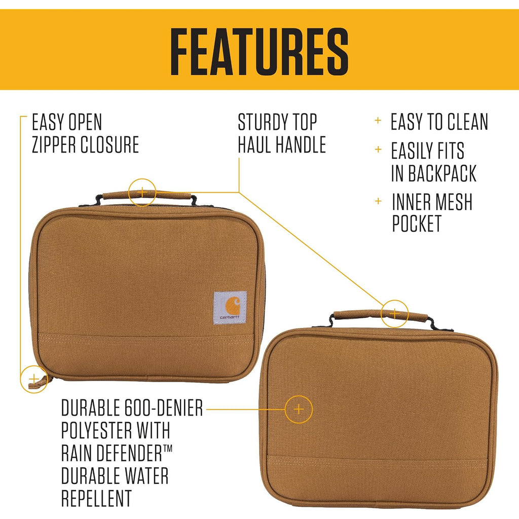 Carhartt Insulated Lunch Cooler For Men And Women, Fully Insulated Lunch Pale For Everyday Use, 4 Can (Black)