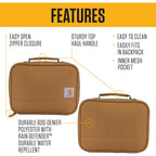 Carhartt Insulated Lunch Cooler For Men And Women, Fully Insulated Lunch Pale For Everyday Use, 4 Can (Black)