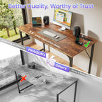 47 X 20 Inch Computer Desk, Power Outlets, Usb-C, Rustic Brown | Office Desk With 4 Ac Outlets, Usb & Usb-C, Sturdy Metal Frame, Spacious Desktop For Work, Writing, Study & Gaming