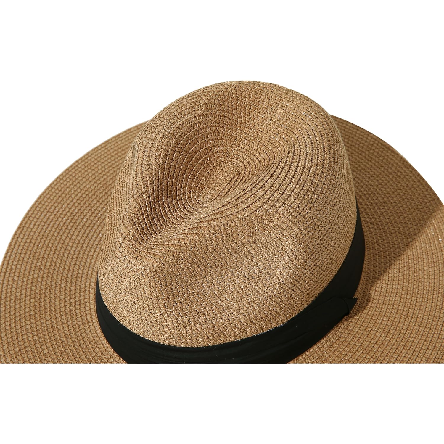Lanzom Women Wide Brim Straw Panama Roll up Hat Fedora Beach Sun Hat UPF50+