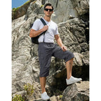 Eklentson Men'S Cargo Shorts Casual Twill Elastic 3/4 Capri Pants Below Knee Long Shorts With 7 Pockets