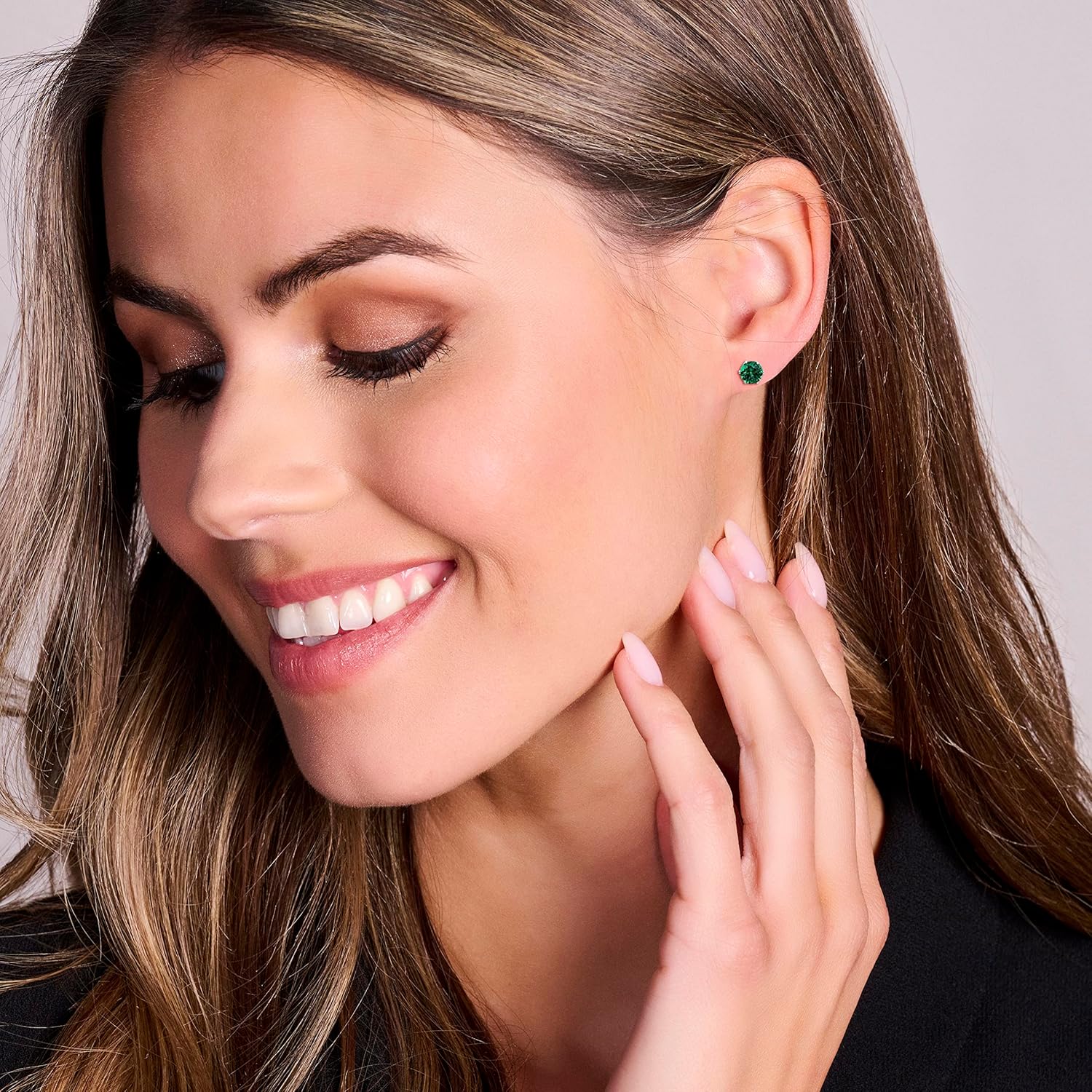 Orovi Round 14K Gold Earrings for Women in Solid 14K White Gold 585/14K Yellow Gold 585 with Ruby/Sapphire/Zirconia/Emerald Gemstones, Stud Earrings For Women,Women's Jewelry Delivered in Jewelry Box