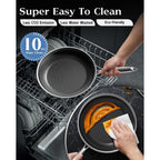 Nonstick Frying Pan with Lid 7-Inch, Durable Stainless Steel Skillet, Induction Cooktop Compatible, PFOA-Free Scratch-Proof, Dishwasher & Oven Safe, Stay-Cool Handle, Silver Kitchen Cookware