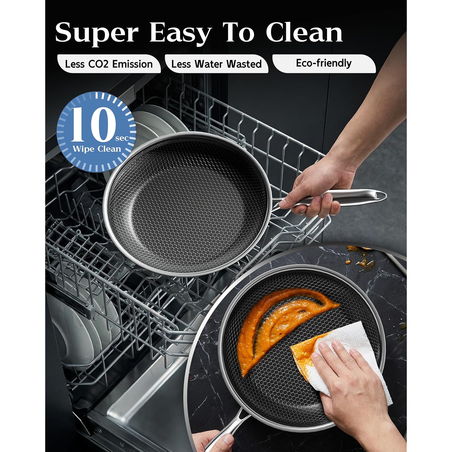 Nonstick Frying Pan with Lid 7-Inch, Durable Stainless Steel Skillet, Induction Cooktop Compatible, PFOA-Free Scratch-Proof, Dishwasher & Oven Safe, Stay-Cool Handle, Silver Kitchen Cookware