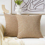 Home Brilliant Linen Throw Pillow Covers 18X18 Burlap Decorative Pillow Covers Farmhouse Throw Pillows For Couch Bench Sofa, Set Of 2, 18 X 18 Inch, Natural Linen