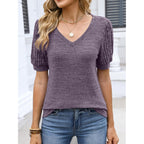 Womens Tops Summer Sweaters Dressy Casual V Neck Tunic Blouses Short Sleeve Basic Tee Shirts 2026 Trendy Clothes