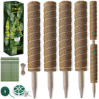Fabulas Moss Pole 47.5 Inch - Monstera Plant Support, 4 Packs 16 Inch Plant Stakes For Indoor Plants Coco Coir Moss Pole Sticks For Climbing Potted Live Plants, Pothos, Philodendron, With Garden Ties