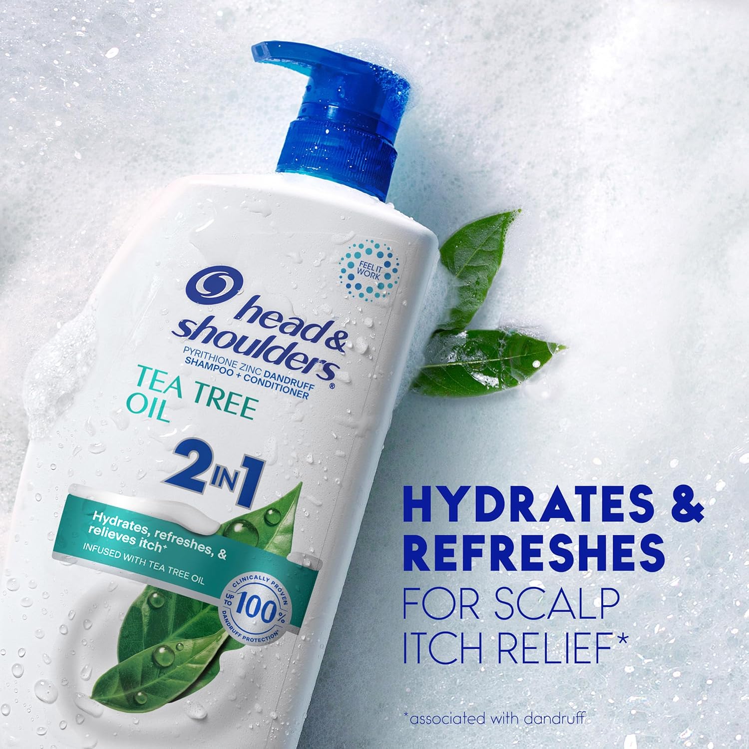 Head and Shoulders 2 in 1 Dandruff Shampoo and Conditioner, Anti-Dandruff Treatment, Tea Tree Oil for Daily Use, Paraben Free, 28.2 oz