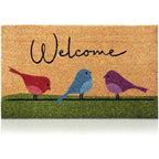 Coir Welcome Mat, Non-Slip, Colorful Birds, 17 X 29 In | Traps Dirt And Mud, Anti-Shedding, Durable Pvc Backing, 100% Natural Coir, Indoor And Outdoor Entryway, Easy To Clean