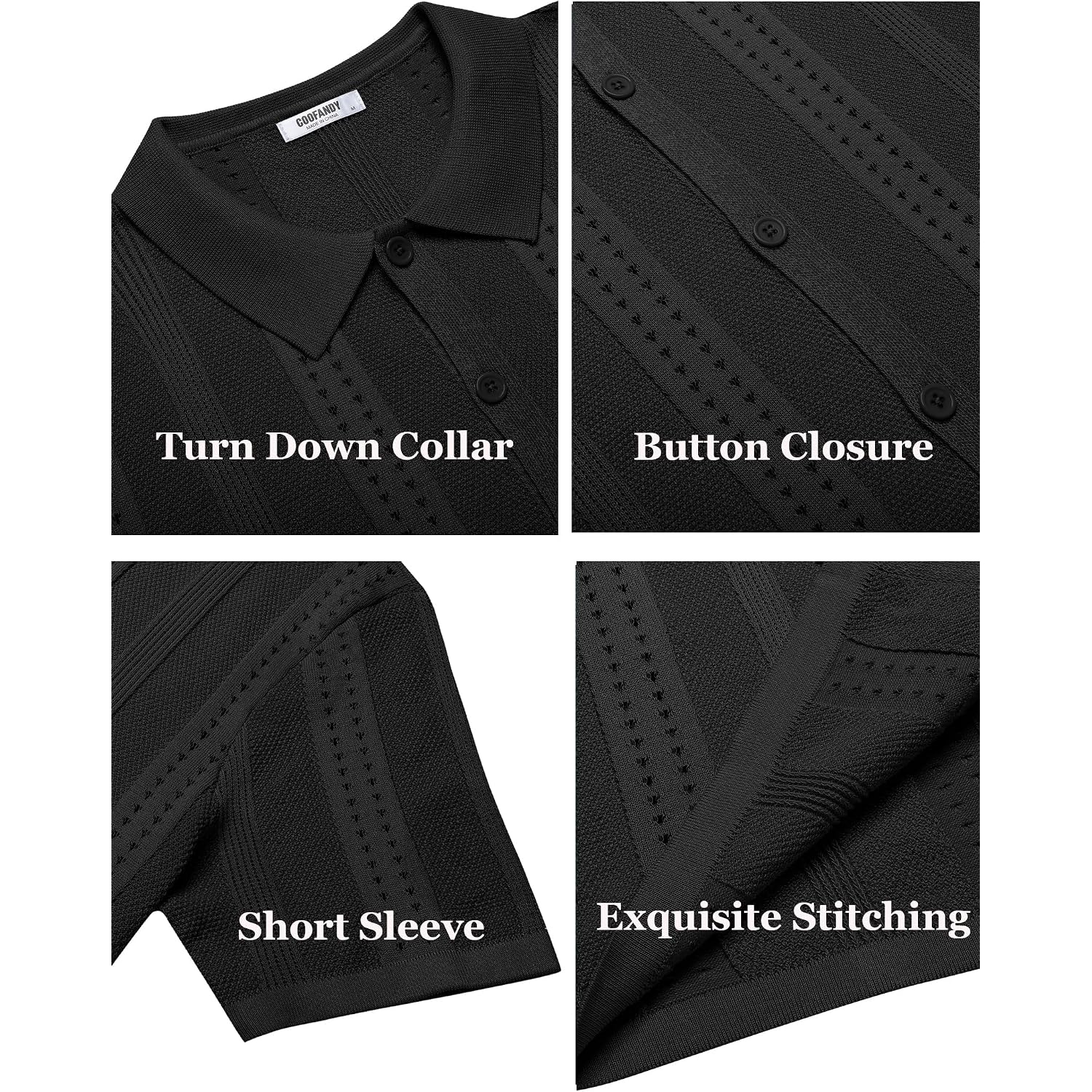 Coofandy Men'S Knit Shirts Short Sleeve Button Down Polo Shirt Fashion Casual Summer Beach Shirts