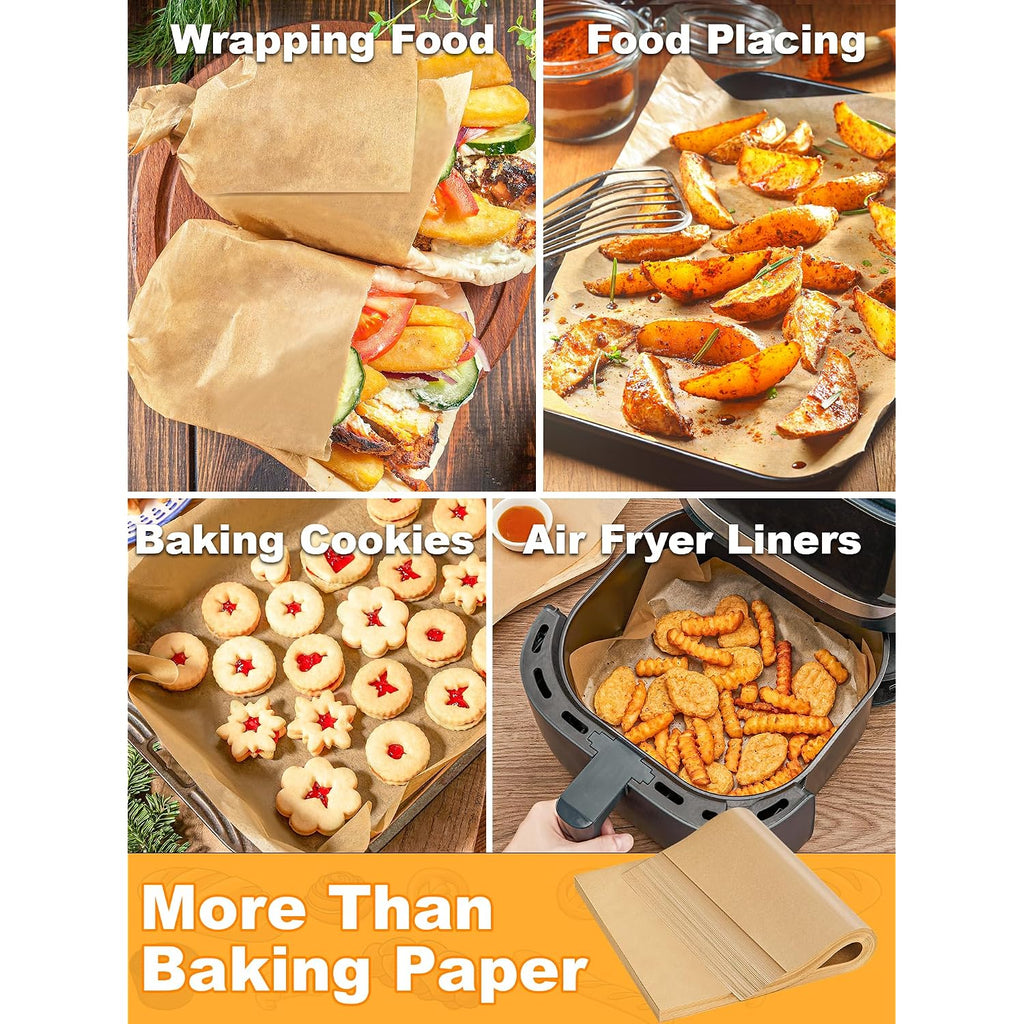 Smartake 200 Pcs Parchment Paper Baking Sheets, 12X16 Inches Non-Stick Precut Baking Parchment, For Baking Grilling Steaming Bread Cup Cake Cookie And More (Unbleached)