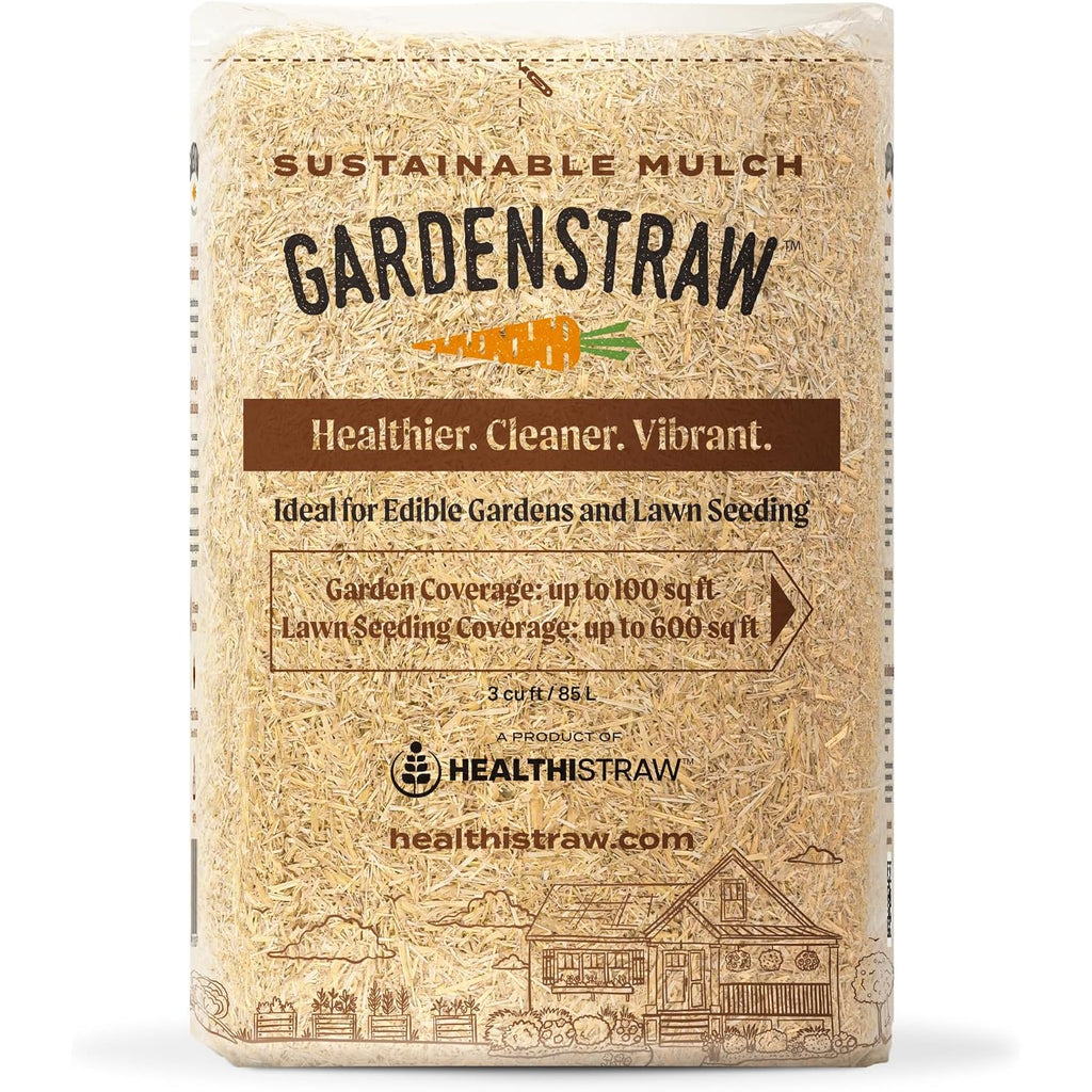 Healthistraw Gardenstraw, 3 Cu Ft (20 Lbs) All-Natural Mulch For Gardens, Vegetables & Lawn Seeding – Water-Conserving Wheat Straw – Thoroughly Cleaned, Sustainable