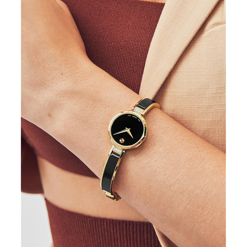 Movado Moda Women'S Watch - Swiss Quartz 2H Movement, Plated Stainless Steel, Adjustable Bangle - 3 Atm Water Resistance - Luxury Fashion Timepiece For Her - 24Mm