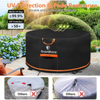 [Upgraded 1000D Heavy Duty Fabric] 48 Inch Fire Pit Cover Round For 46”- 48” Fire Pit/Tables, Waterproof Tear & Fade Resistant Firepit Cover With Buckle, Drawstring, Air Vent (48”D X 24”H, Black)