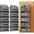 2 Pack 5 Tier Over The Door Organizer - Large Capacity Behind Door Hanging Shelves With 10 Mesh Pockets And Clear Windows, Closet Organizers And Storage For Bathroom, Bedroom, Nursery, Grey