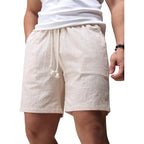 Jotook Mens Casual Chambray Shorts 7 Inch Elastic Waist Drawstring Shorts Lightweight Cotton Summer Beach Short