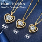 Heart Pendant Gold Necklace for Women Moissanite Lab-Created Gem I Love You Wedding Anniversary Birthday Christmas Valentine Engagements Mothers Day Jewelry for Wife Her Girlfriend Mom Daughter