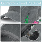 HOVEOX Flower Baseball Cap Embroidered Hat Baseball Cap Women's Hats Trendy Embroided Flower Gift for Woman