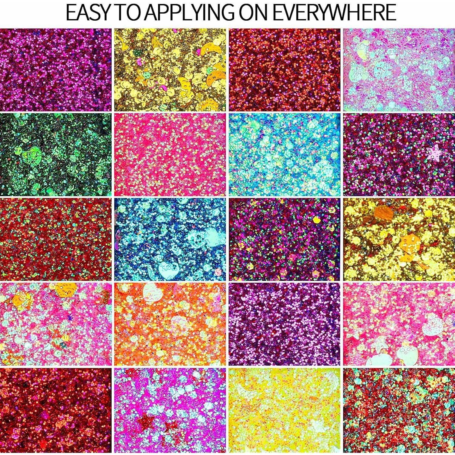 FANDAMEI 40 Colors Face Glitter, Face Paint Glitter Gel - Face Glitter for Women Girls, No Glue Needed, Multi-Purpose Glitter Makeup for Hair Face Body Halloween Rave Carnival