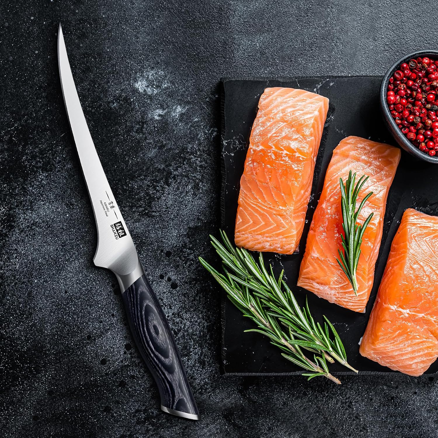 Shan Zu 7 Inch Fillet Knife, Japanese Super Steel Boning Knife, Professional Ultra Sharp Fish Knife With K133 Ergonomic Handle, Black Tortoise Genbu Series