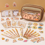 Fimibuke Capybara Backpack For School Girls, 30Pcs Capybara School Supplies | Stationery Set With Bookbag Pencil Case Pins Gel Pens Pencils Notebooks For Back To School Kindergarten Elementary Student