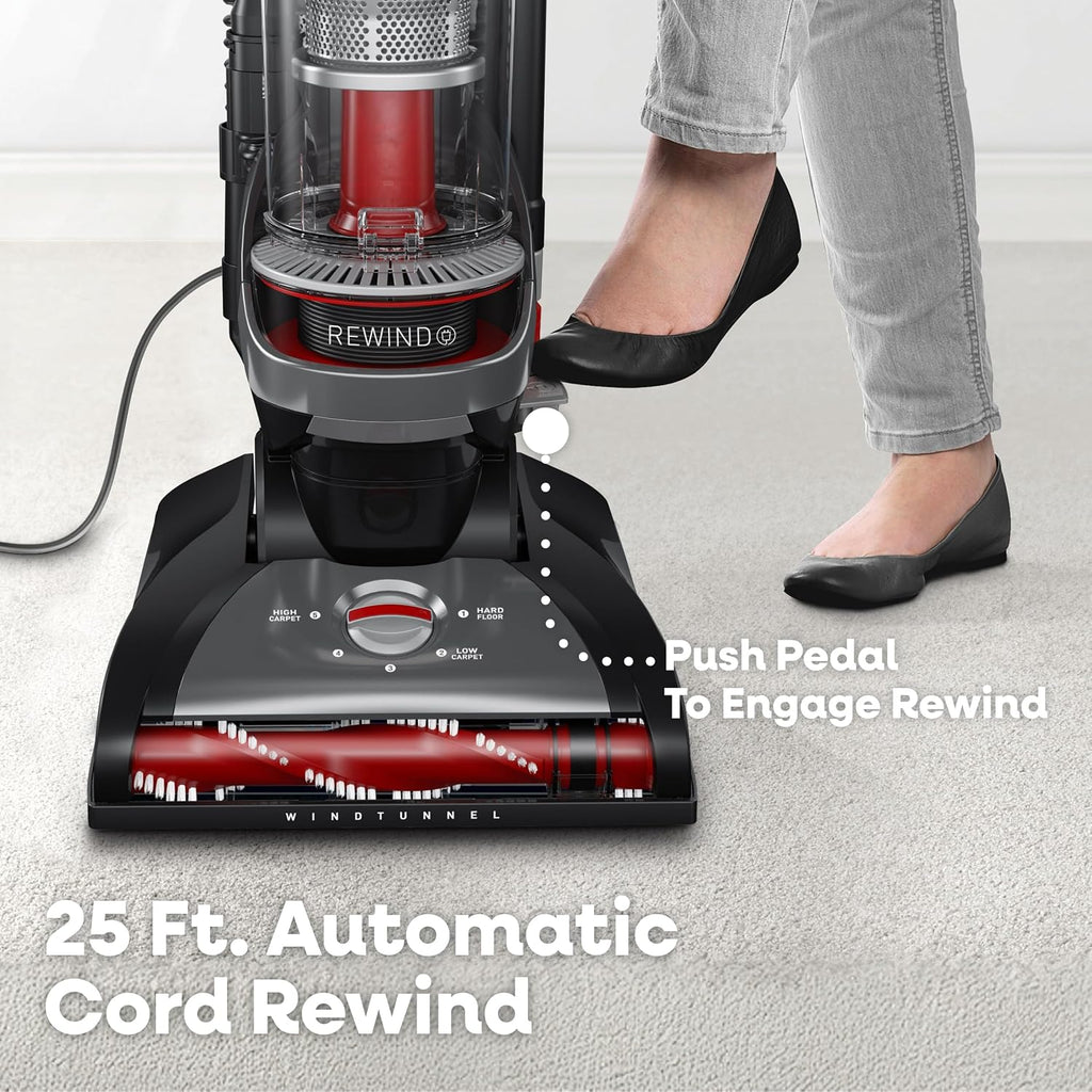 Hoover Windtunnel Cord Rewind Pro Bagless Vacuum Cleaner, Upright