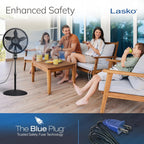Lasko Oscillating Cyclone Pedestal Fan With Remote Control - Cooling Standing Fan For Bedroom, Living Room, And Home Office - Adjustable Height - 3 Quiet Speeds - 1843 - 18" Blade Diameter - Black