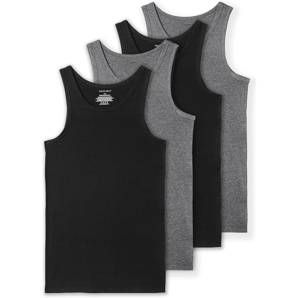 Comfneat Men'S 4-Pack Big & Tall Tight Fit A-Shirts Cotton Spandex Tank Tops Sleeveless Undershirts