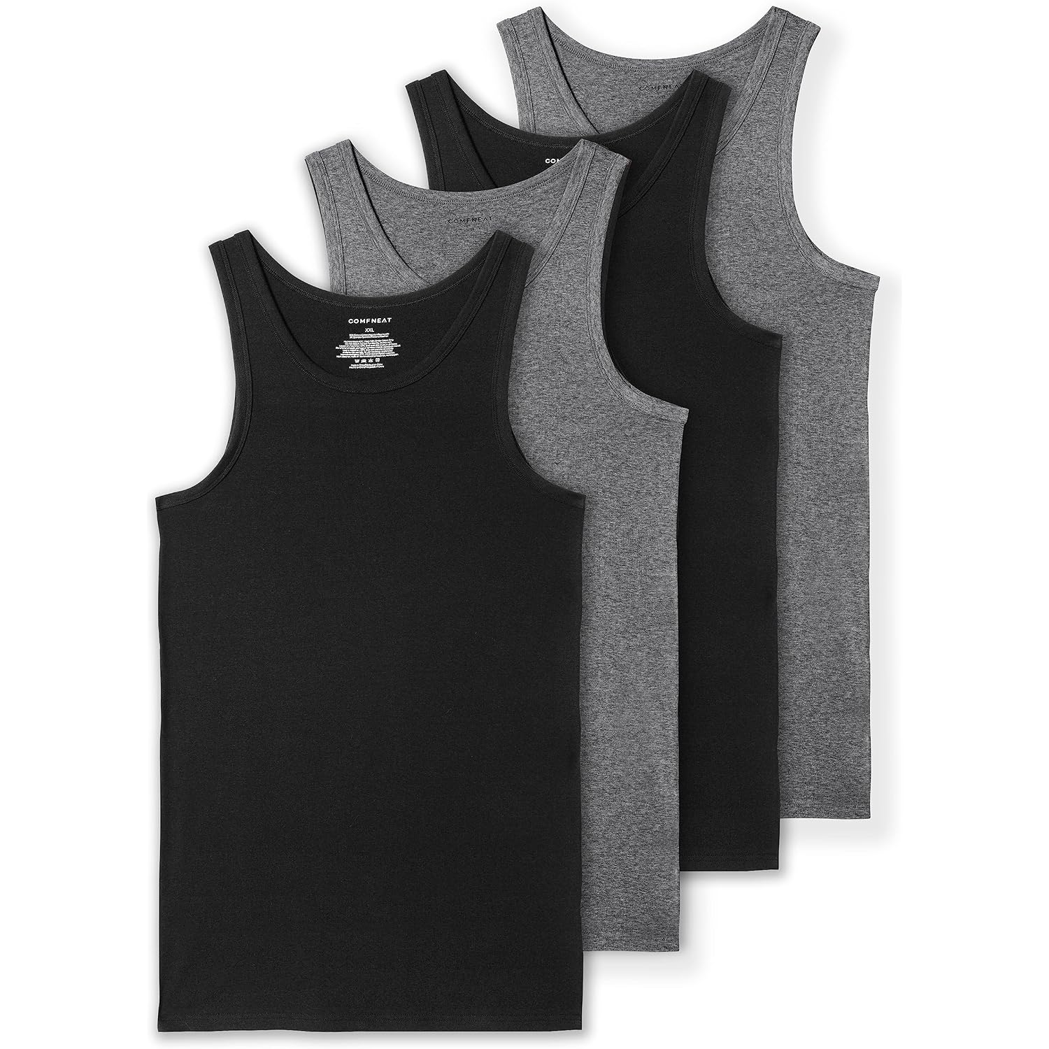 Comfneat Men'S 4-Pack Big & Tall Tight Fit A-Shirts Cotton Spandex Tank Tops Sleeveless Undershirts