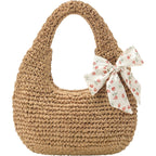 Fauson Beach Bags For Women - Handmade Straw Clutch Purses For Women Handbag Zip Closure Tote Bag Lightweight