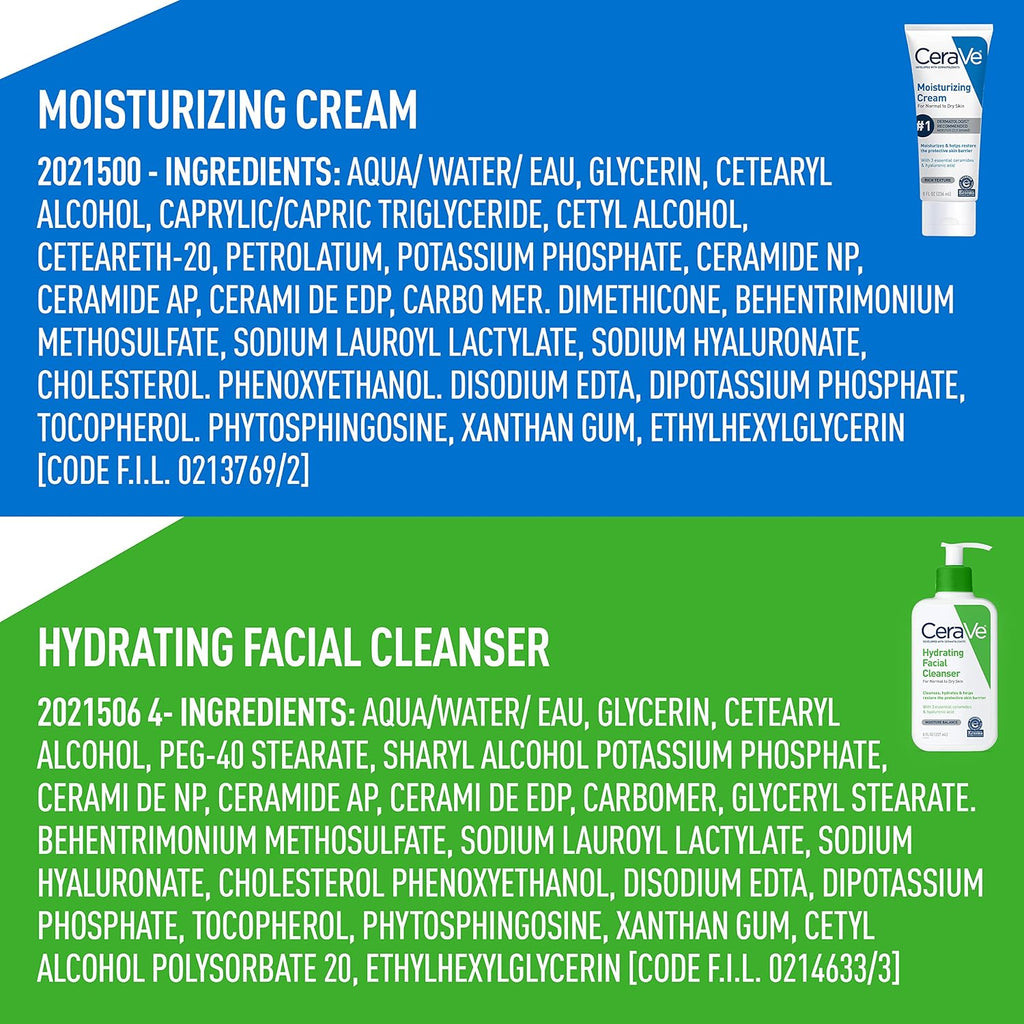 Cerave Hydrating Skin Care Set, 8Oz Moisturizing Cream & 8Oz Hydrating Facial Cleanser, Ceramides + Hyaluronic Acid Moisturizer And Face Wash, Accepted By National Eczema Association