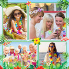 200 Count Hawaiian Lei Bulk, Tropical Luau Hawaii Theme Silk Flower Necklace, Party Favors for Beach Holiday Wedding Birthday Party, Aloha Summer Party Decorations