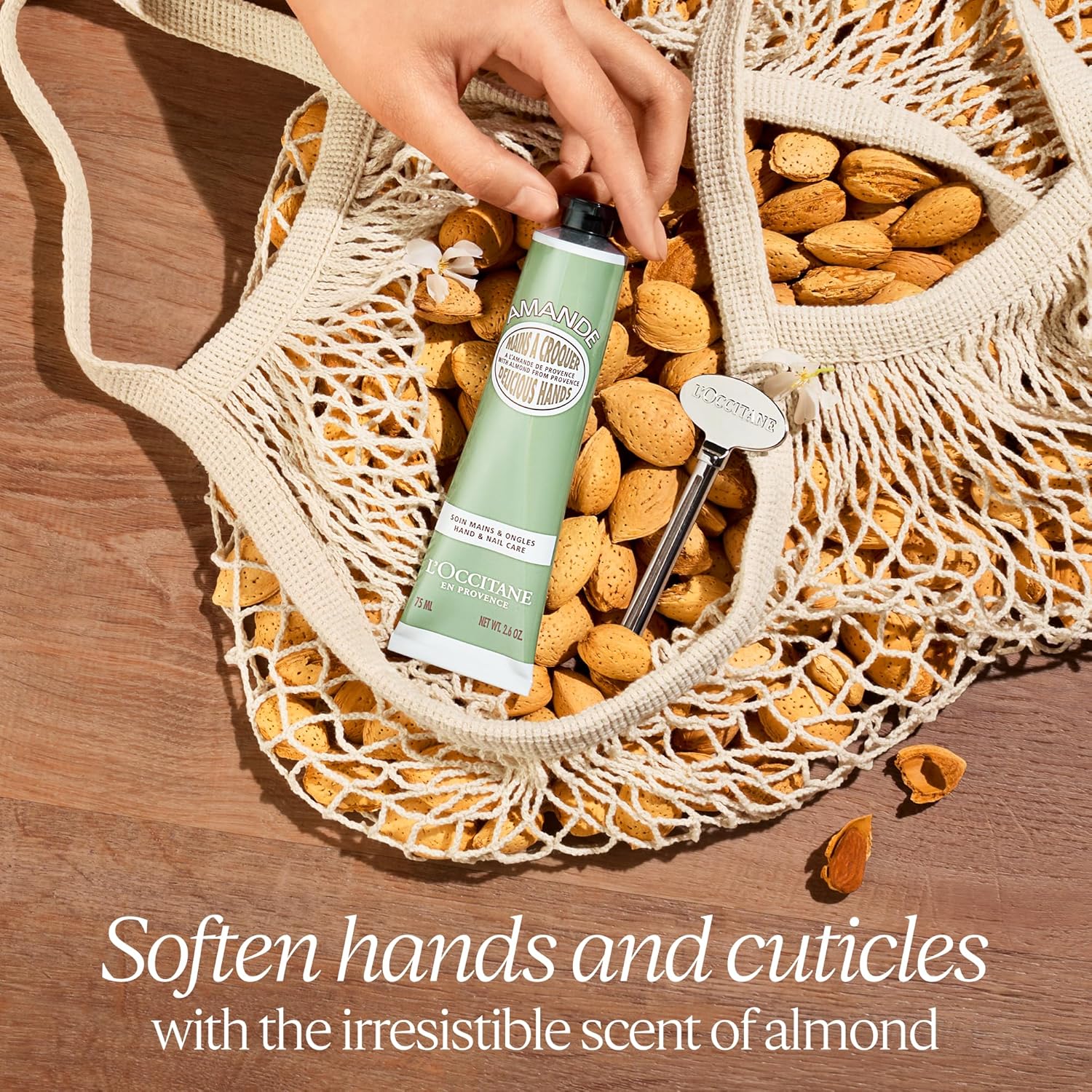 L’Occitane Almond Delicious Hands, Hydrating Cream Softens, Moisturizes Nourishes & Protects Dry Skin & Cuticles, Fast-Absorbing, Vegan, Scented