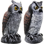 2 Pack Fake Horned Owl Bird Scarecrow Decoy 10.5 Inch Height, Plastic Deterrents, Halloween Decoration, Nature Enemy Pest Repellent For Outdoor Garden Yard