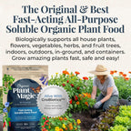 Organic Plant Magic Fertilizer & Plant Food For House Plants & Garden 1/2Lb | Makes 32+ Gallons Of Organic Fertilizer, Plant Food For Vegetables Flowers Herbs Trees Outdoor & Indoor House Plants & Garden
