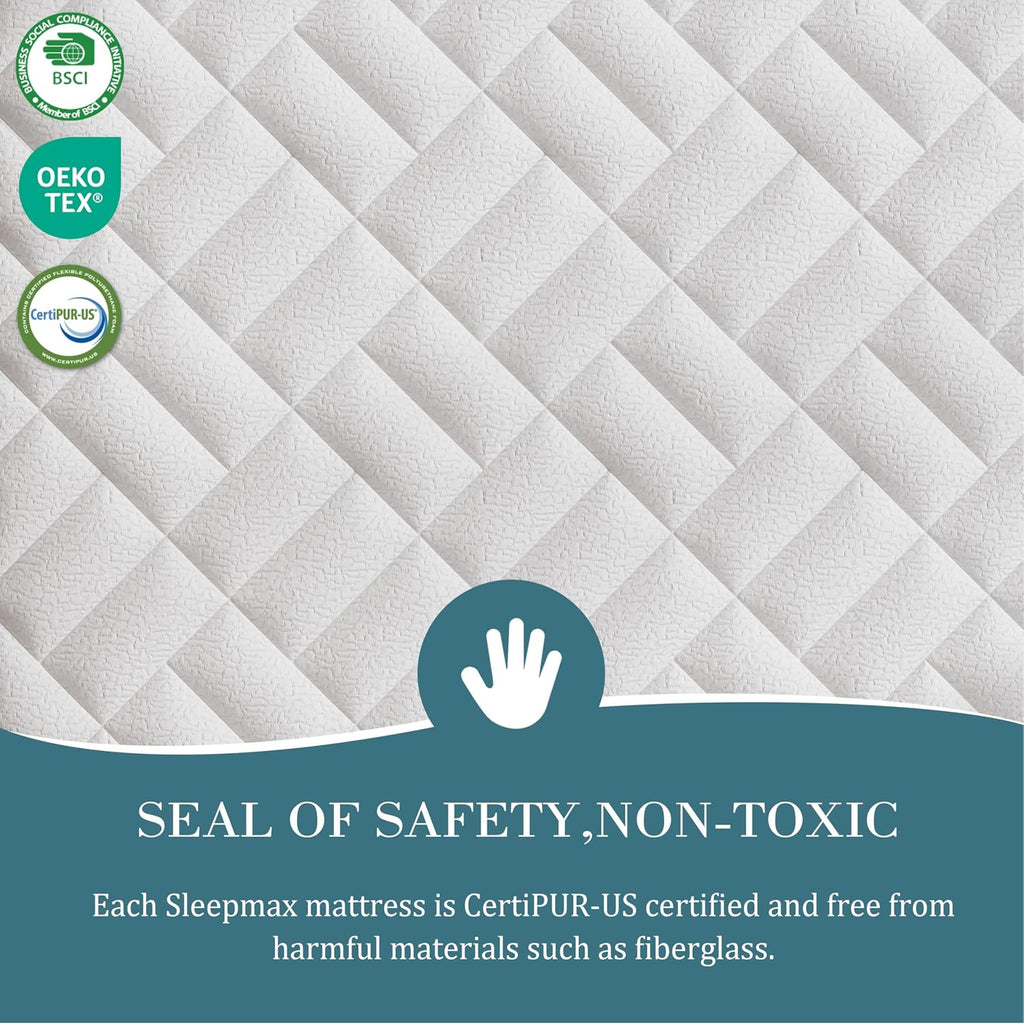 Sleepmax Extra Firm Queen Mattress 12 Inch - Deep Sleep Hybrid Mattress Enhanced Pain Relief - Cooling Bed In A Box For Back & Side Sleepers - Fiberglass-Free, Certipur-Us Certified, 365-Night Trial