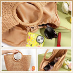 Frienda Straw Tote Bag Summer Beach Bag Handmade Straw Rattan Woven Handbag For Women Travel