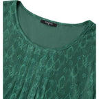 Women's 3/4 Sleeve Tunic Tops Casual Loose Fit Floral Blouses Mesh Pleated Layered Shirt