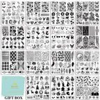 Biutee Nail Stamping Plates Set 15PCS Nail Stamping Kit with Nail Art Stamper & Scraper Nail Stamp Template Kit Lace Flower Butterfly Animal Pattern Nail Art Stencils for Manicure Salon Home DIY