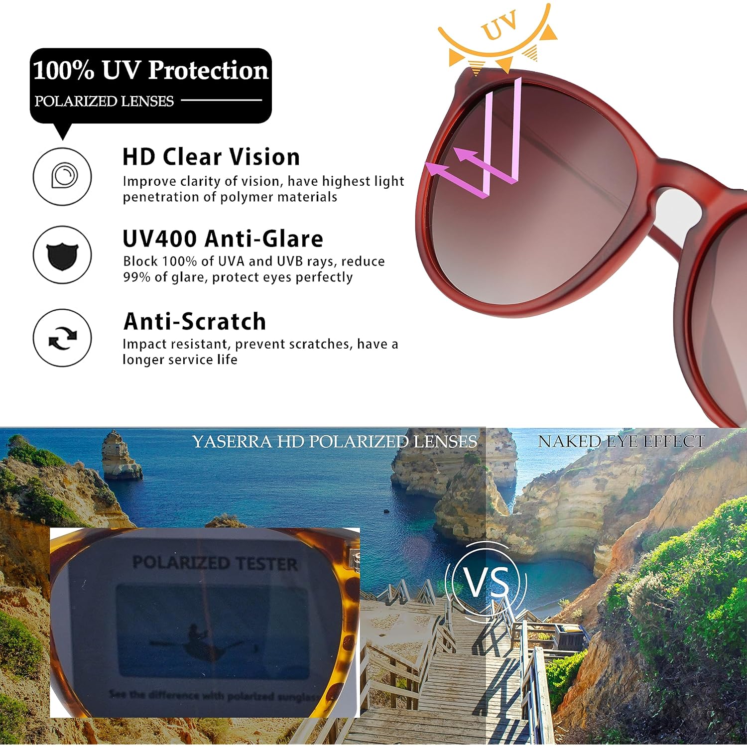 Vintage Round Polarized Sunglasses for Women Men Classic Retro Trendy Designer Style Sun Glasses UV400 Protection