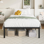 Allewie Twin Bed Frame, 14 inch Metal Platform Beds with Storage Space, No Box Spring Needed and Easy Assembly, Black