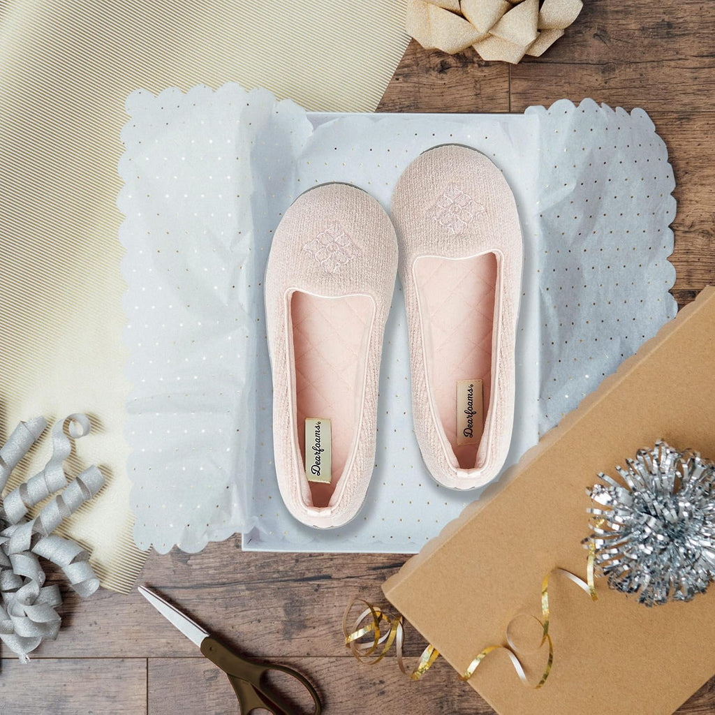 Dearfoams Women'S Rebecca Soft Memory Foam Lightweight House Shoes Cozy Loafer With Warm Lining And Wide Widths Slipper