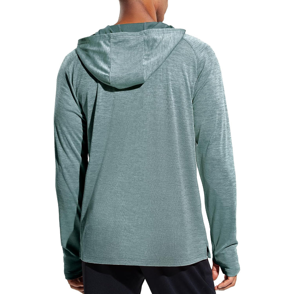 Mier Men'S Upf 50+ Sun Protection Hoodie Long Sleeve Spf Fishing Hiking Running Thumbhole Shirts Hooded Quick Dry Lightweight