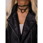 Sacina Goth Heart Chain Choker Necklace, PU Leather Choker, Gothic Punk Grunge Emo Necklace, Halloween Christmas Jewelry Gift for Women, Men