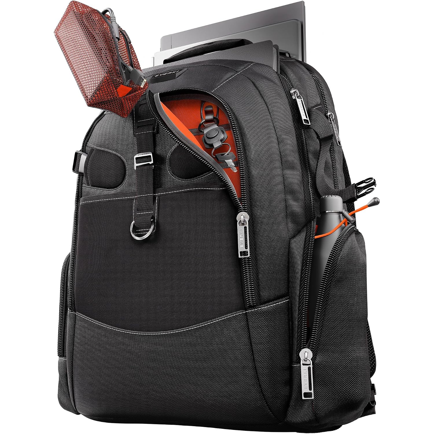 Everki Business 120 Pro 2 Laptop Backpack 40L W/Rain Cover Mesh Accessories Pouch & Quick Release Magnetic Keychain-2 Travel Laptop Compartments Fit Up To 18.4"Rfid Pocket Patented Corner Protection