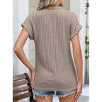 Anrabess Womens Short Sleeve Henley Shirts V Neck Summer Sweaters 2026 Spring Business Tunic Tops Dressy Casual Work Blouses
